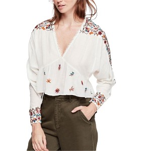 Free People Womens Embroidered Pullover Blouse - 1 of 1