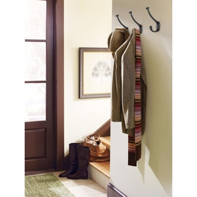 Matte Black Double Prong Decorative Metal Wall Hook