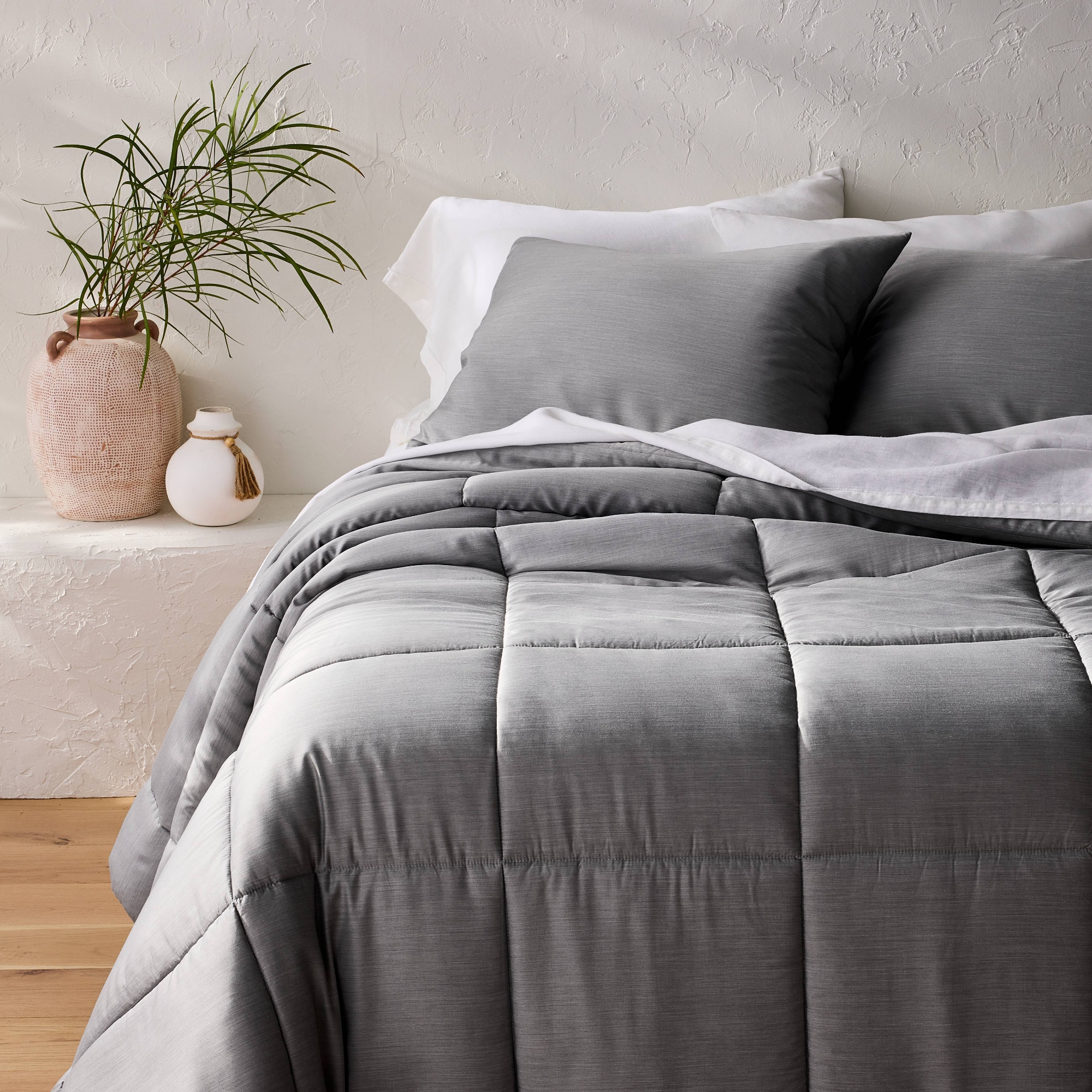 Full/Queen Rayon from Bamboo Comforter Set Dark Gray - Casaluna™