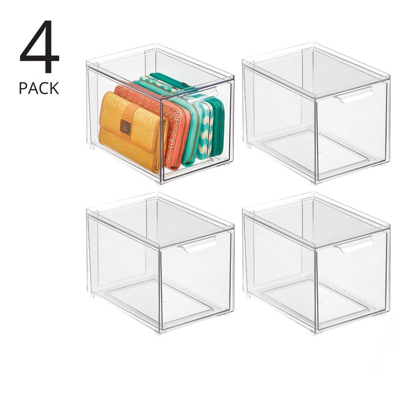 mDesign Stackable Plastic Storage Closet Bin Boxes with Pull-Out Drawers, 2 of 9