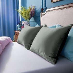 2 Pack Satin Pillowcases, Skin-Friendly Luxury Pillow Cases with Hidden Zipper - NTBAY - 1 of 4