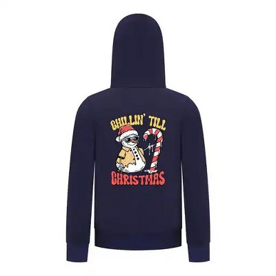 Everyday Kids Christmas Collection Chillin’ Till Christmas Boys Zip Up Hoodie – Holiday Sweatshirt - Navy