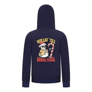 Everyday Kids Christmas Collection Chillin’ Till Christmas Boys Zip Up Hoodie – Holiday Sweatshirt - Navy - 1 of 1