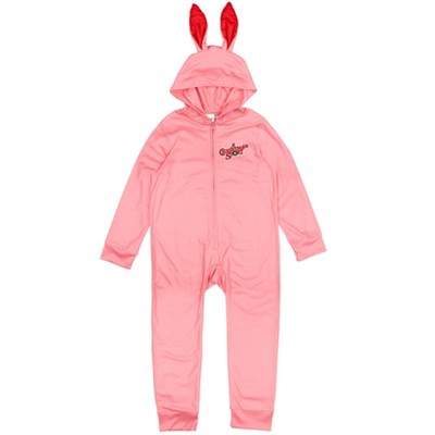 A Christmas Story Ralphie Bunny Suit Big Boys Hooded Pajama Coverall Pink 10-12
