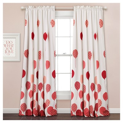 Flying Balloon Room Darkening Window Curtain Set Pink 52"x84") - Lush Décor