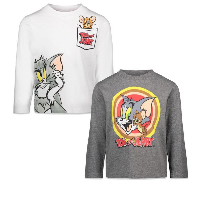 Warner Bros. Tom and Jerry 2 Pack Long Sleeve Graphic T-Shirts, 1 of 6