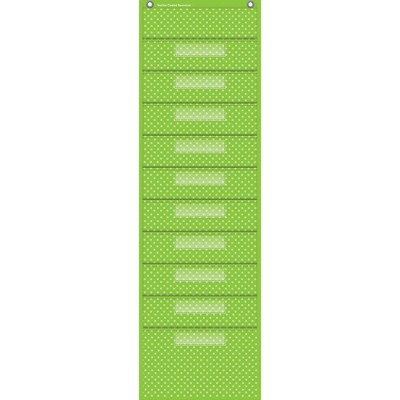 Teacher Created Resources Lime Polka Dot 10 Pocket Chart, 14 x 46-1/2 Inches