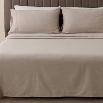Cotton Blend Heathered Solid Flannel Sheet Set - Great Bay Home