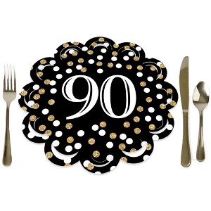 Big Dot of Happiness Adult 90th Birthday - Gold - Birthday Party Round Table Decorations - Paper Chargers - Place Setting For 12 - 1 of 4