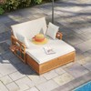 Costway Outdoor Wooden Daybed with 4-Level Backrest & Removable Cushions for Poolside - 4 of 4