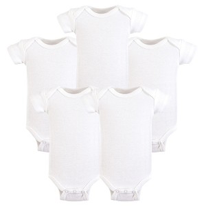 Hudson Baby Cotton Preemie Bodysuits 5-pack, White, Preemie - 1 of 1