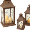 HomeRoots Set of Three Brown Lattice Glass And Metal Floor Lantern Candle Holders - 4 of 4