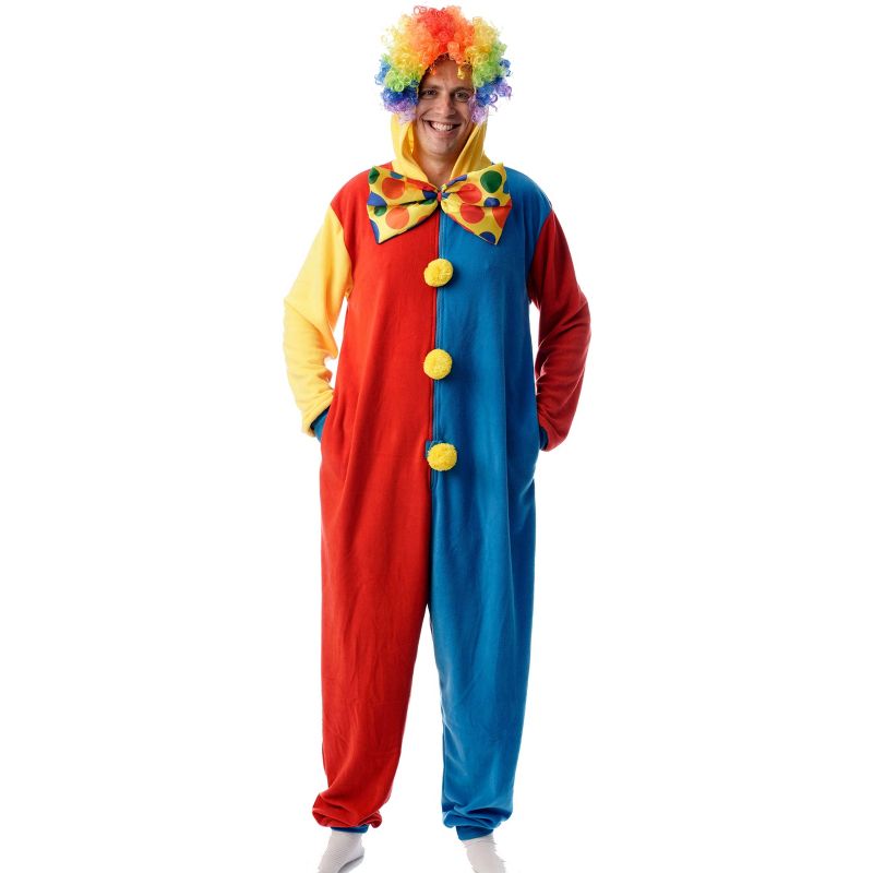 #followme Mens One Piece Clown Costume Adult Onesie Hoody Pajamas, 1 of 4