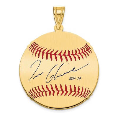 Black Bow Jewelry 14K Gold Plated Tom Glavine Signature MD Enamel Baseball Pendant