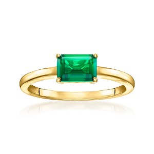 Pure Collection by Ross-Simons 0.60 Carat Lab-Grown Emerald Ring in 18kt Gold Vermeil - 1 of 4