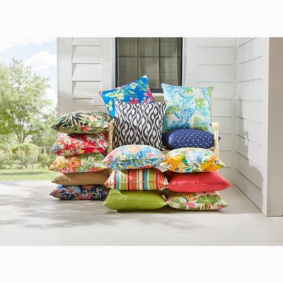 Sunbrella Red Square Outdoor Throw Pillow with Polyester Fill