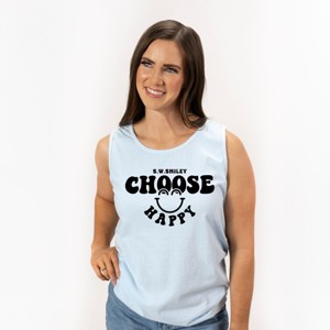Simply Sage Market S.W.Smiley Choose Happy Bold Smiley Face Garment Dyed Tank - 1 of 4