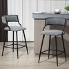 Set of 2 26'' Counter height bar stools PU cover kitchen island counter bar stool with black powder coating base and footrest - 2 of 4