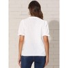 INSPIRE CHIC Women's Summer Casual Eyelet Notch V Neck Short Puff Sleeve Lace Embroidered Cotton Shirt - 3 of 4