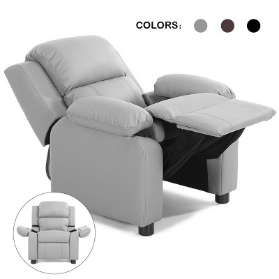 Deluxe Padded Kids Sofa Armchair Recliner Headrest Children w/ Storage Arms Gray