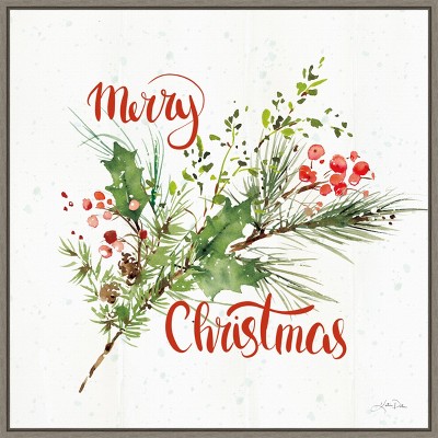 Merry Christmas Framed Canvas Wall Art 22" x 22"