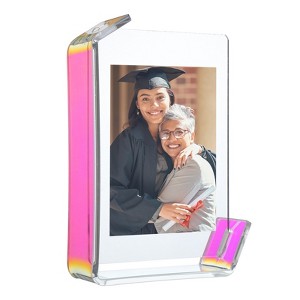 Unique Bargains Acrylic Wall Tabletop Display Floating Single Image Frame Stand - 1 of 4