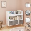 Okak Multifunctional Low Kids Bookshelf Toy Storage Organizer,Wooden Toddler Bookcase with Display Stand for Kids Bedroom,Playroom - 3 of 4
