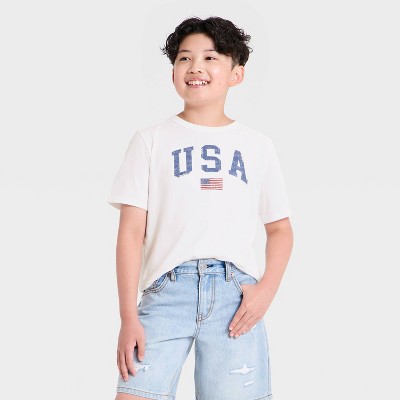 Детские Cat & Jack Kids' Short Sleeve 'USA' Graphic T-Shirt - Cat & Jack™ White M — фото 2