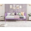 Twin Daybed with Trundle, Metal Sofa Bed Frame with Heart Design & Steel Slats, Pink/Purple/Gold - 2 of 4