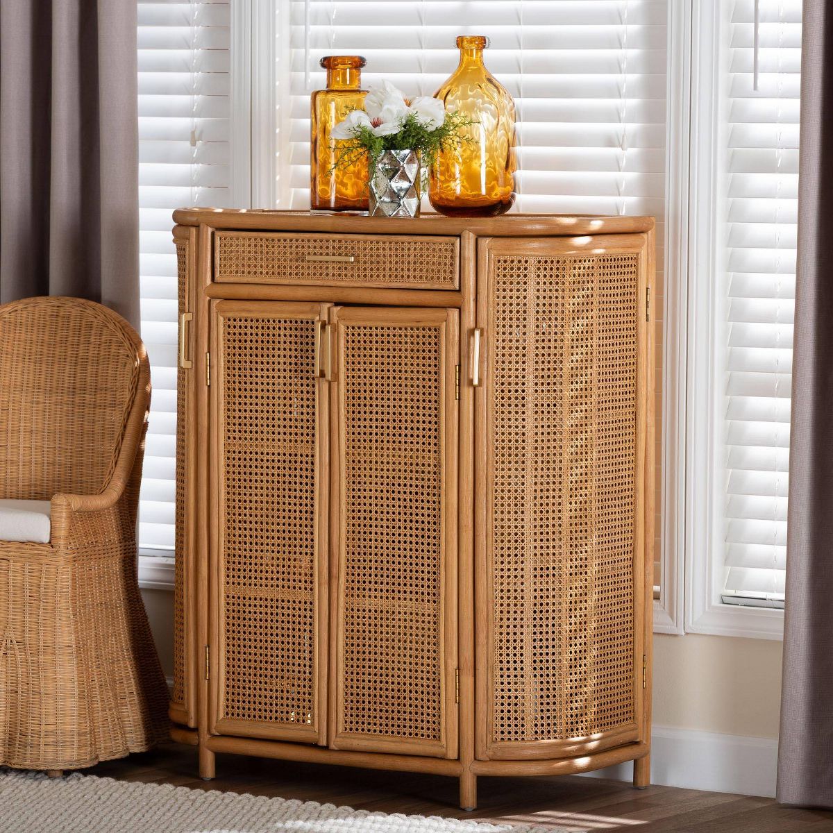 bali & pari Mckenna Natural Rattan Storage Cabinet Light Honey/Gold - thumbnail 8