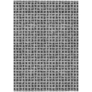 Graphite Gray And Silver Geometric Washable Indoor Outdoor Area Rug - 1 of 4