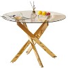 Homy Casa Round Glass Dining Table, Clear Top with Gold Metal Base – Modern Glam Accent - 4 of 4