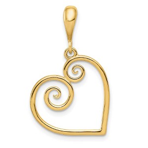 Black Bow Jewelry 14k Yellow Gold Open Scroll Heart Pendant, 18mm - 1 of 4
