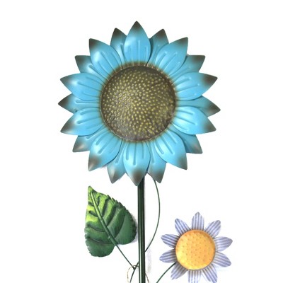 Home & Garden 60.0" Turquoise Sunflower Stake Yard Decor Flower Poke Direct Designs International  -  Decorative Garden Stakes