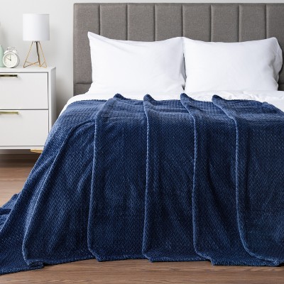 Navy Blue Lightweight Microfiber Fleece Throw Blanket