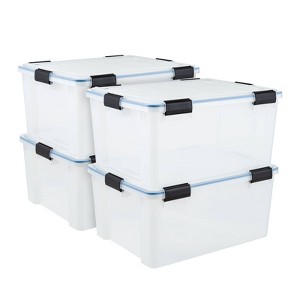 IRIS 4pk 60qt WEATHERPRO Airtight Plastic Storage Bin with Sealed Lid - 1 of 4