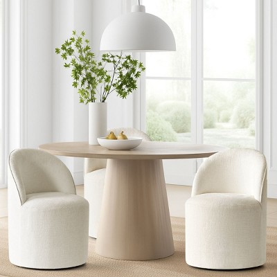 Dining Chairs Set of 3 Chenille Upholstered Dining Chair with Wheels Modern Round Dining Room Chair for Kitchen,Living Room -Tanpinhause