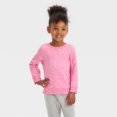 Toddler Girls' Fleece Zip-Up Hearts Sweatshirt - Cat & Jack™ Gray 12M