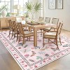 9x12 Pink Washable Rug, Butterfly Floral Insect Carpet, Non-Slip Low Pile Stain-Resistant Foldable Floor Cover for Bedroom, Nursery, Apartment - 3 of 4