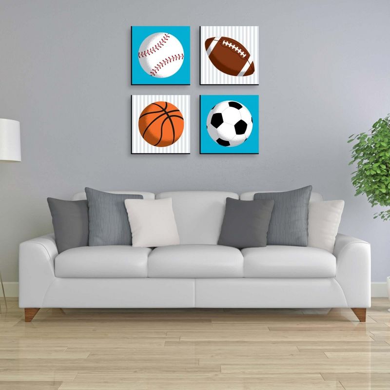 Big Dot of Happiness Go, Fight, Win - Sports - Kids Room, Nursery & Home Decor - 11 x 11 inches Nursery Wall Art - Set of 4 Prints for baby's room, 5 of 9