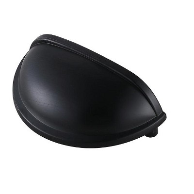 Matte Black Modern Cup Pulls with Mounting Hardware, Set of 10
