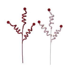 Transpac Peppermint Twist Pick Set of 2 Christmas Home Decorations - 1 of 1
