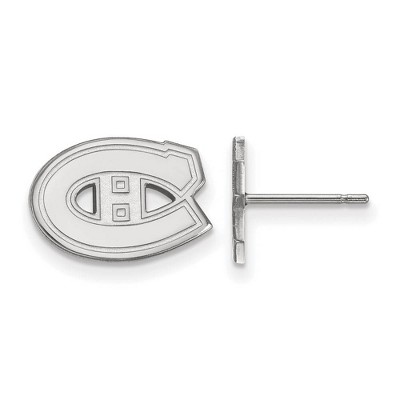 Black Bow Jewelry 14k White Gold Montreal Canadiens NHL Stud Earrings