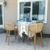 PURPLE LEAF Outdoor Bar Stools Set of 2 Patio Wicker Modern High Bar Chairs Metal Cushioned Barstools with Backs and Ergonomic Armrest - 3 of 4