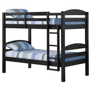 Solid Wood Twin over Twin Bunk Bed - Black - Saracina Home