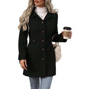 Clearlove Women's Tailored Wool-Blend Lapel Coat with Sculpted Silhouette Refined Office-to-Evening Transitional Outerwear - 1 of 4
