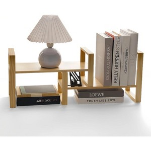 BRINJOY Desk Organizer Adjustable & No Assembly Needed, Solid Pine Wood, Holds up to 130lbs for Office, Books, Bathroom Storage, Organization-Pine - 1 of 4