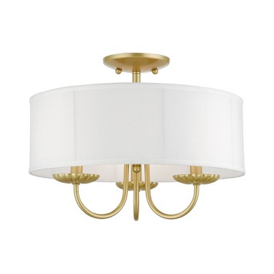 Livex Lighting Brookdale 3 - Light Semi-Flush Mount in  Soft Gold