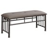 TiramisuBest Contemporary Bench in Silver Metal and Camel Faux Leather, 18.0"L Entryway Bench - 2 of 4