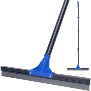 Squeegee Broom for Floor, 18'' Heavy Duty Rubber Wiper with 60'' Long Handle for Bathroom Tile, Garage, and Deck - 1 of 4